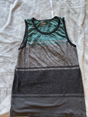 Tony Hawk Teal, Gray & Black Striped Men’s Tank- Medium
